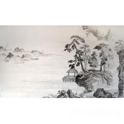 平湖揽胜 山水画 张航福作品 类别: 国画山水作品